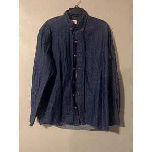 Genuine‎ Dickies Blue Denim Collared Long Sleeve Button Up Men's Size Medium